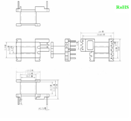 EE16加宽高频变压器骨架立式5+2针有配套磁芯销售