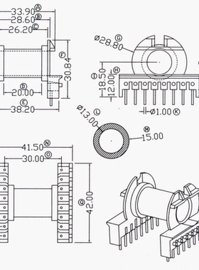 ERL39EC39高频变压器电木骨架PC40磁芯卧式8+8针