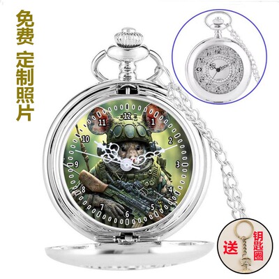 十二生肖怀表动物特战丛林版镂空怀表石英12生肖挂表可定制照片表