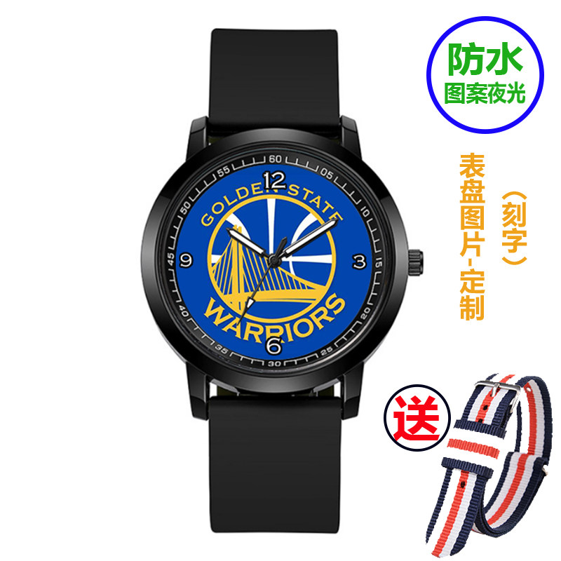 NBA篮球防水夜光石英指针手表科比勇士湖人黄锋公牛队微手表学生