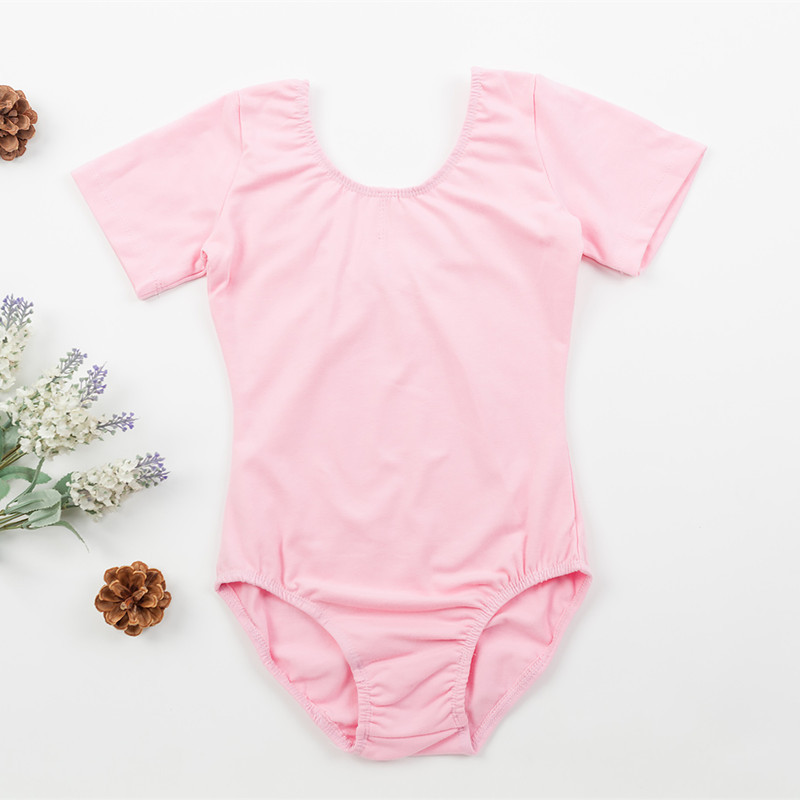 新款儿童棉短袖舞蹈练功服连体服春夏女芭蕾舞考级服开裆体操服