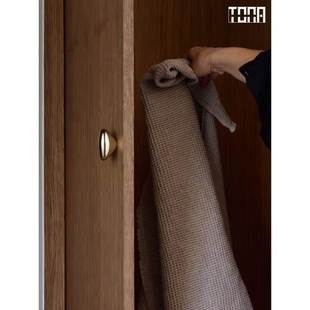 与顽石.同那TONA 钛银色单孔衣橱柜门黄铜拉手法式中古橱柜门把手