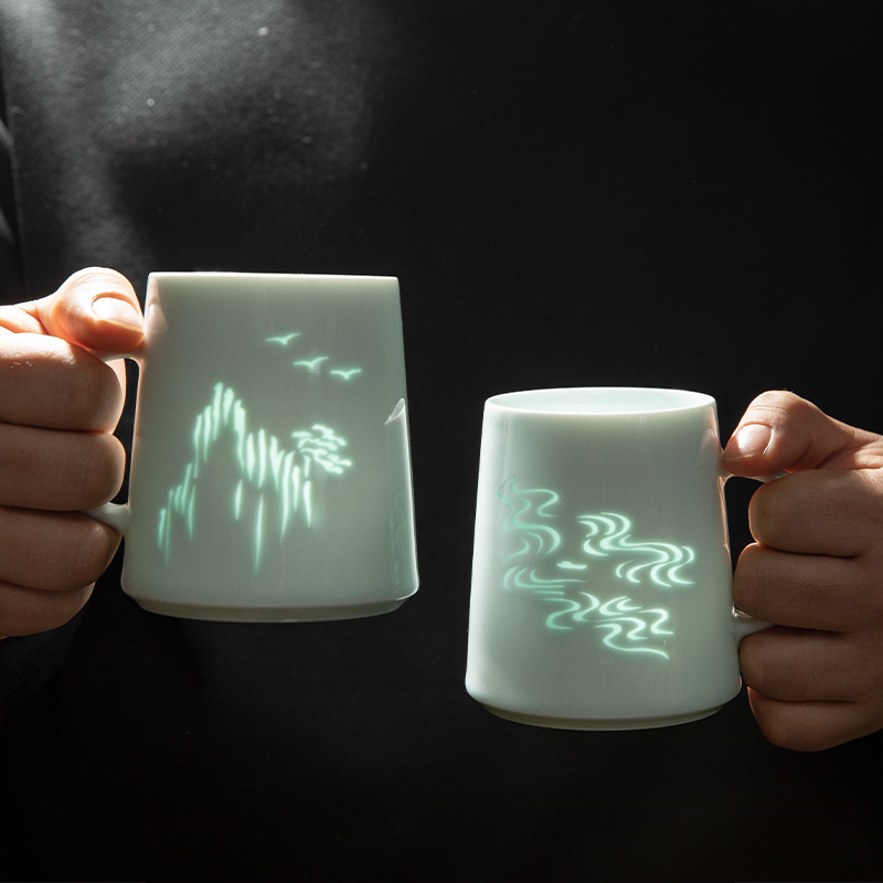 原木河陶瓷玲珑山水相逢马克杯