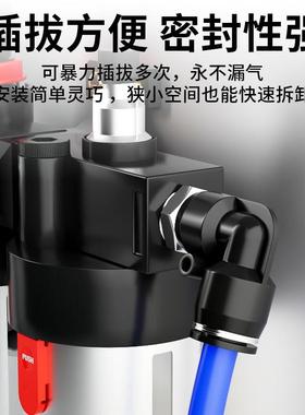 气动快速接头L型弯通外螺纹快插接头黑色PL4/6/8/10/12/14/16