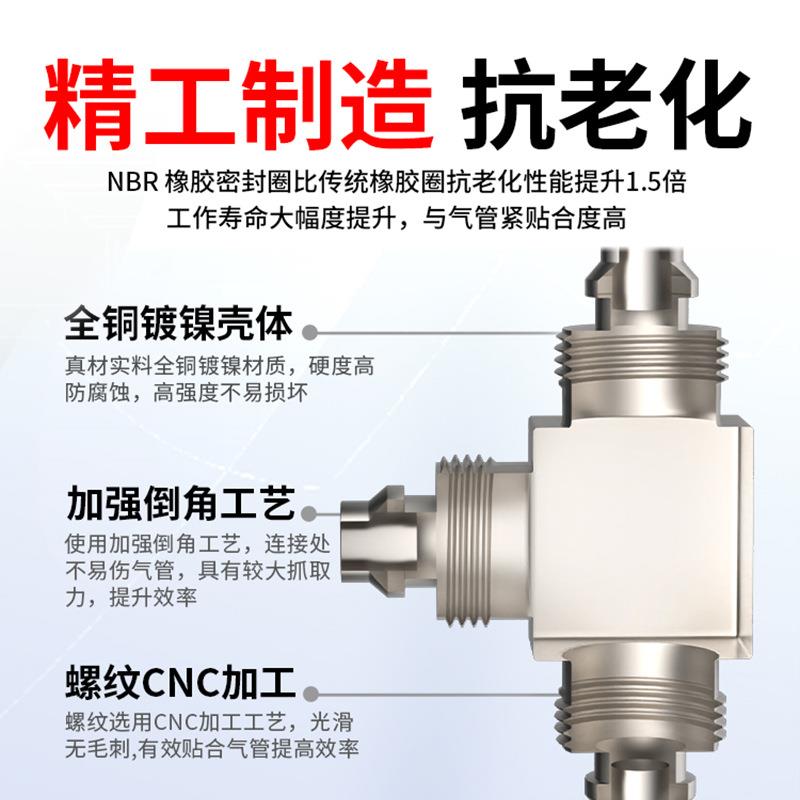 铜气动快速接头内螺纹快拧直通气管快插PCF6-01/8-02/10-03/12-04