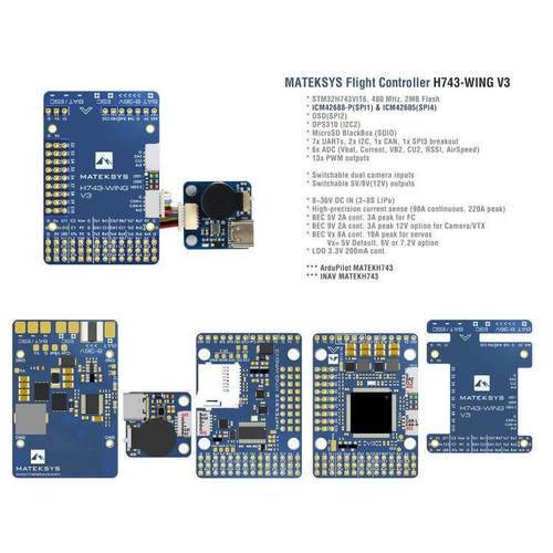 MATEK H743-WING V3 飞控 双摄像头 开源 固定翼 FPV无