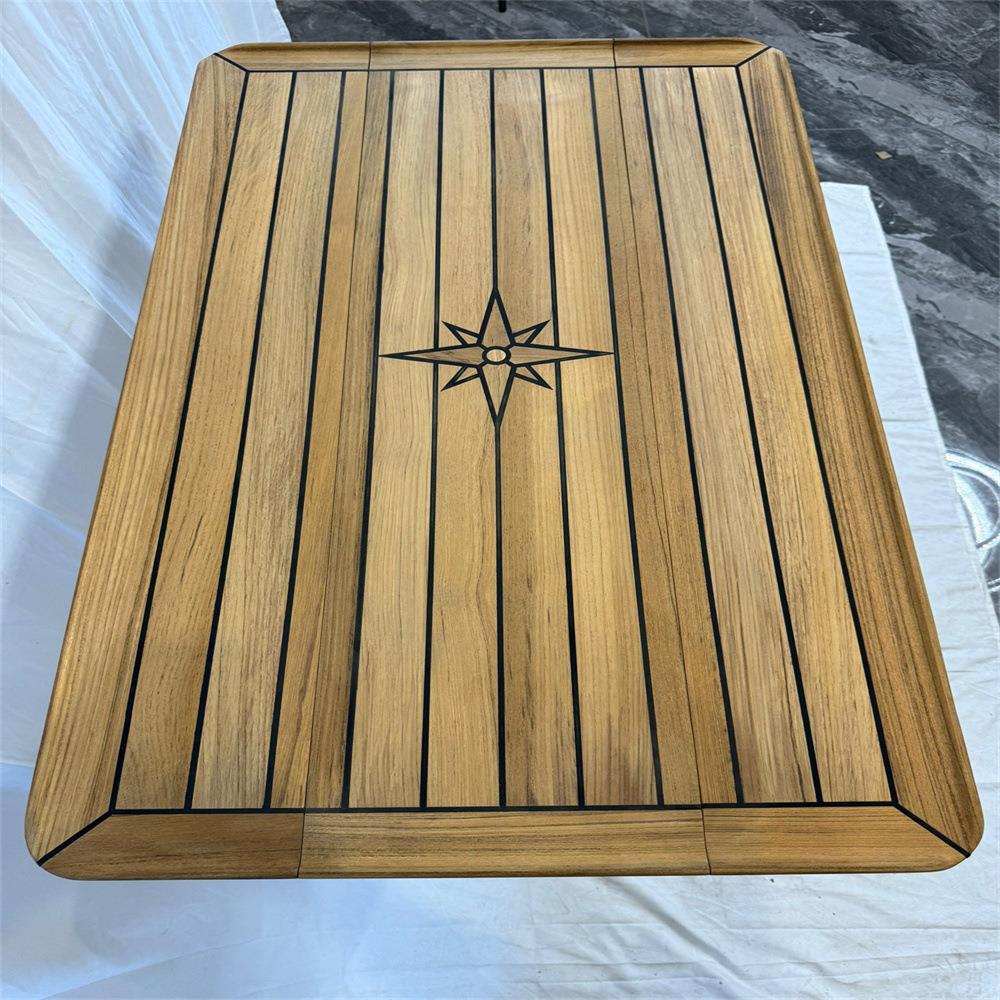 滑动折叠式柚木桌面台面星形图案340/580x1000mm游艇房车船舶配件