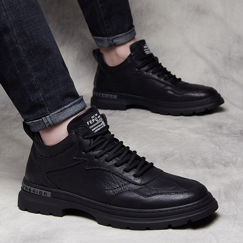 男鞋2025新款夏季透气增高鞋全底鞋多功能软底英国商务男士休闲皮