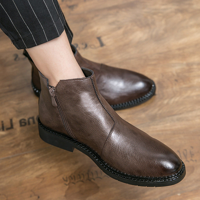 马丁靴男冬季加绒2024新款高帮皮鞋英伦风软皮中帮男士切尔西靴子,流行男鞋,高帮鞋,淘宝优惠券,粉丝福利购,淘宝优惠卷