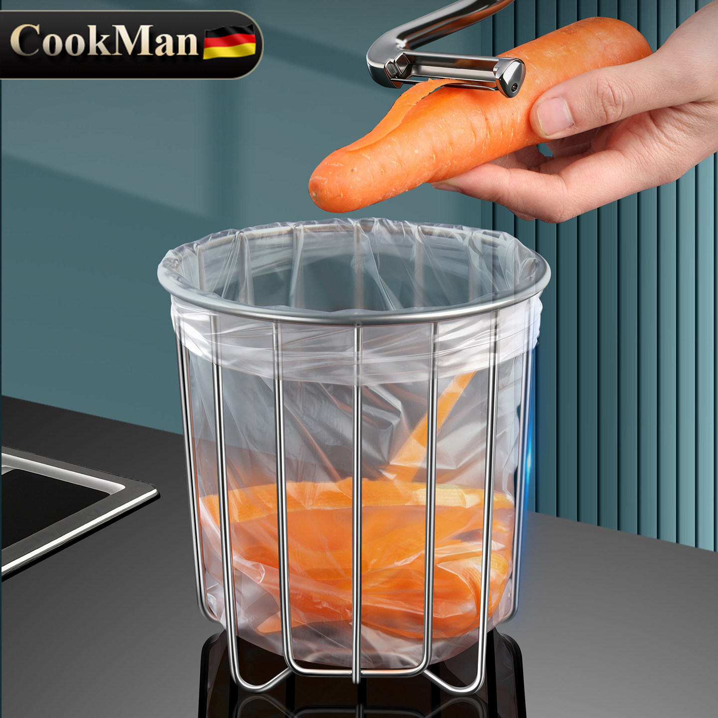 304不锈钢桌面垃圾架厨房水槽过滤网支撑架书桌垃圾桶塑料袋支架