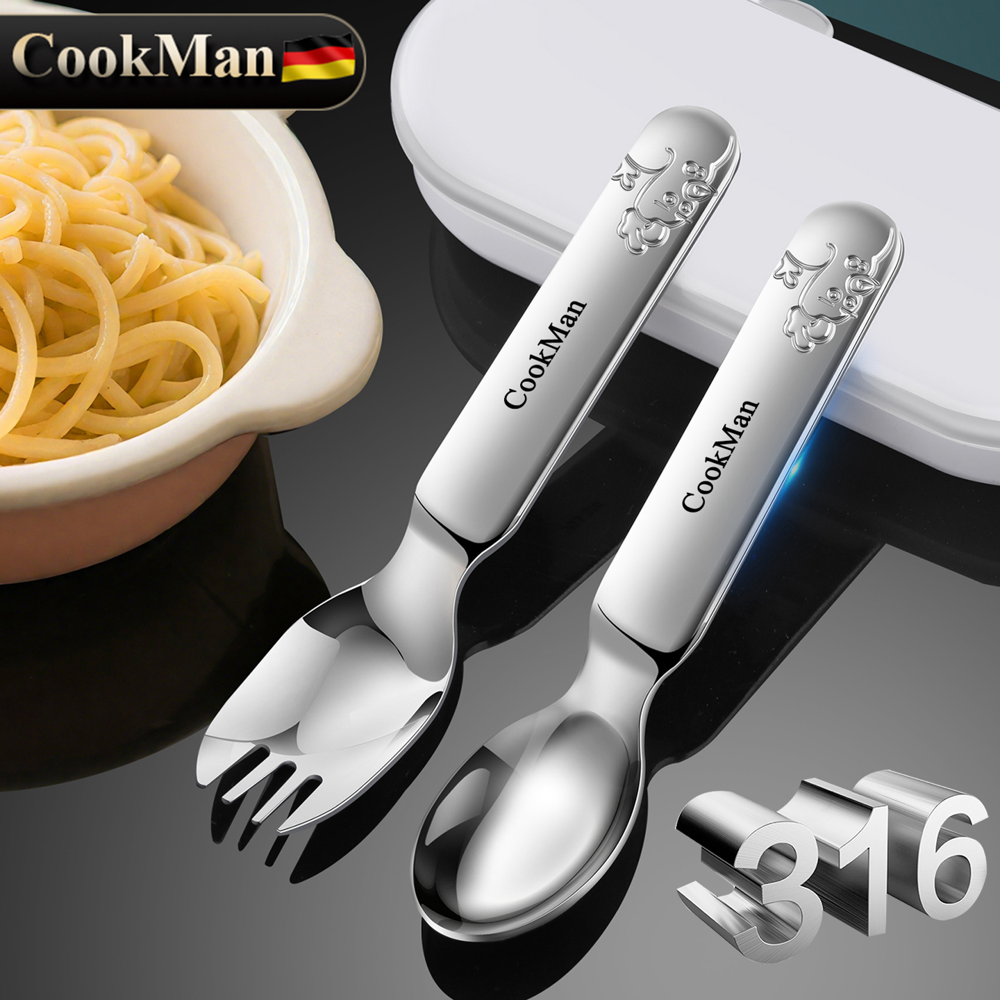 CookMan宝宝辅食叉勺316食品级