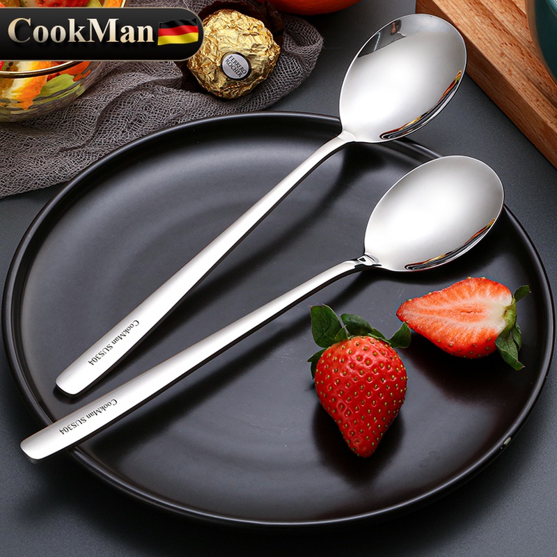 304不锈钢勺子韩式长柄家用加厚儿童吃饭成人搅拌汤匙调羹小汤勺