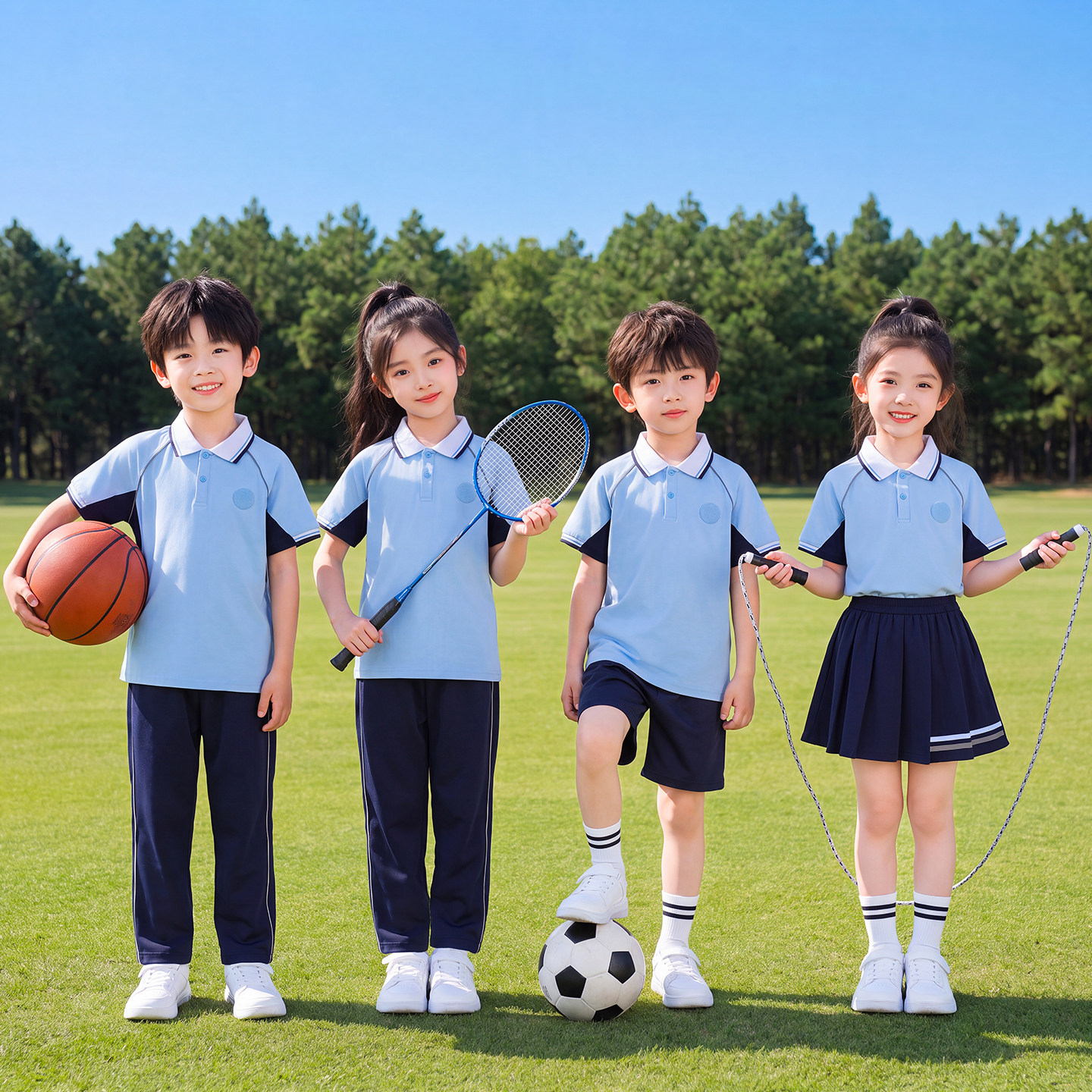 广东省茂名市统一中小学生校服装图片