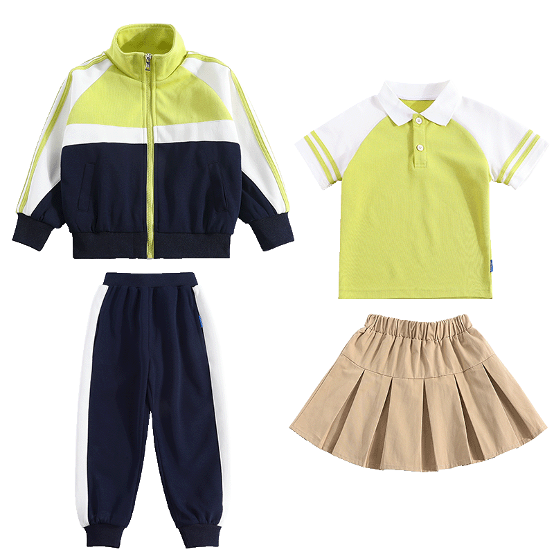 学院风绿色校服套装小学生小学生班服秋冬装男女儿童班服幼儿园服