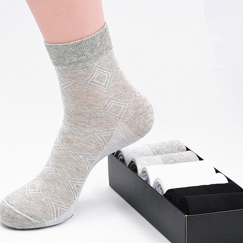 丙美袜子男中筒薄款网眼透气男士袜子纯色棉袜夏季商务休闲男袜6