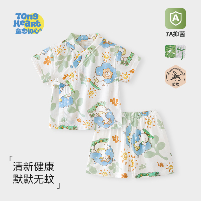 宝宝夏天衣服纱布和尚服套装天竹