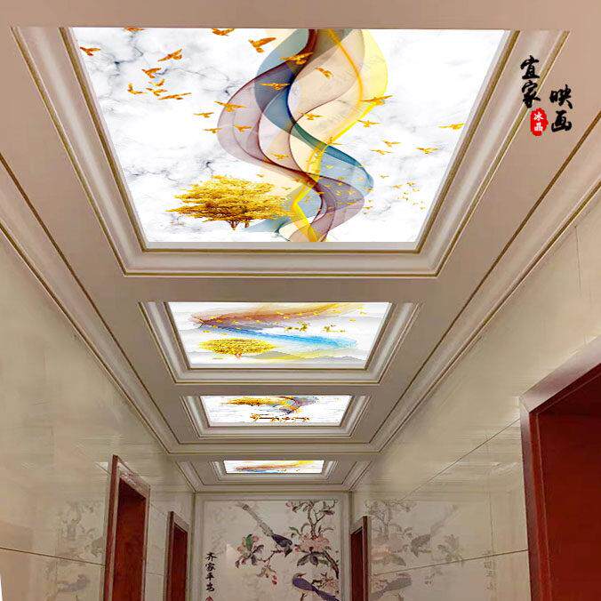 新中式麋鹿3D亚克力吊顶装饰 室内设计艺术玻璃天花