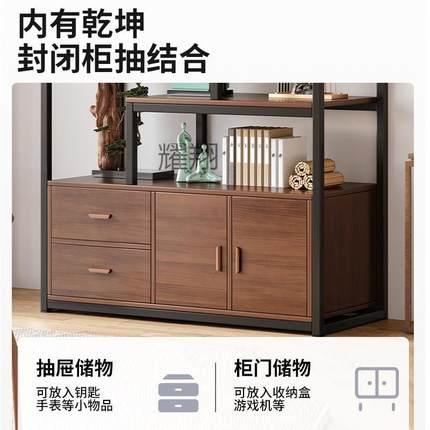 新款新中式博古架茶室置物架茶叶展示柜非实木隔断多宝阁客厅摆NM