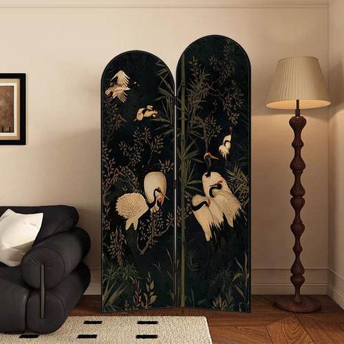 法式中古屏风隔断客厅小户型覆古沙发背景折叠移动轻奢高级感折屏