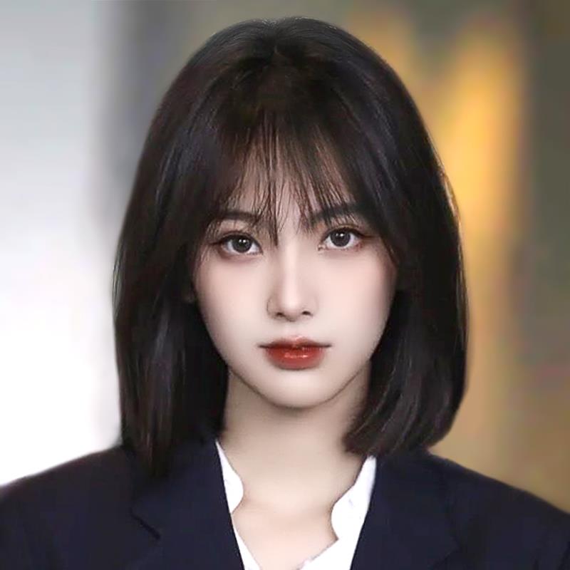 真发全真人发假发女短发自然全头套式时尚网红锁骨发波波头假发套