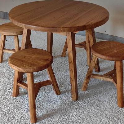 老榆木圆桌实木客厅现代简约茶几诧寂风原木民宿家用阳台茶桌个性