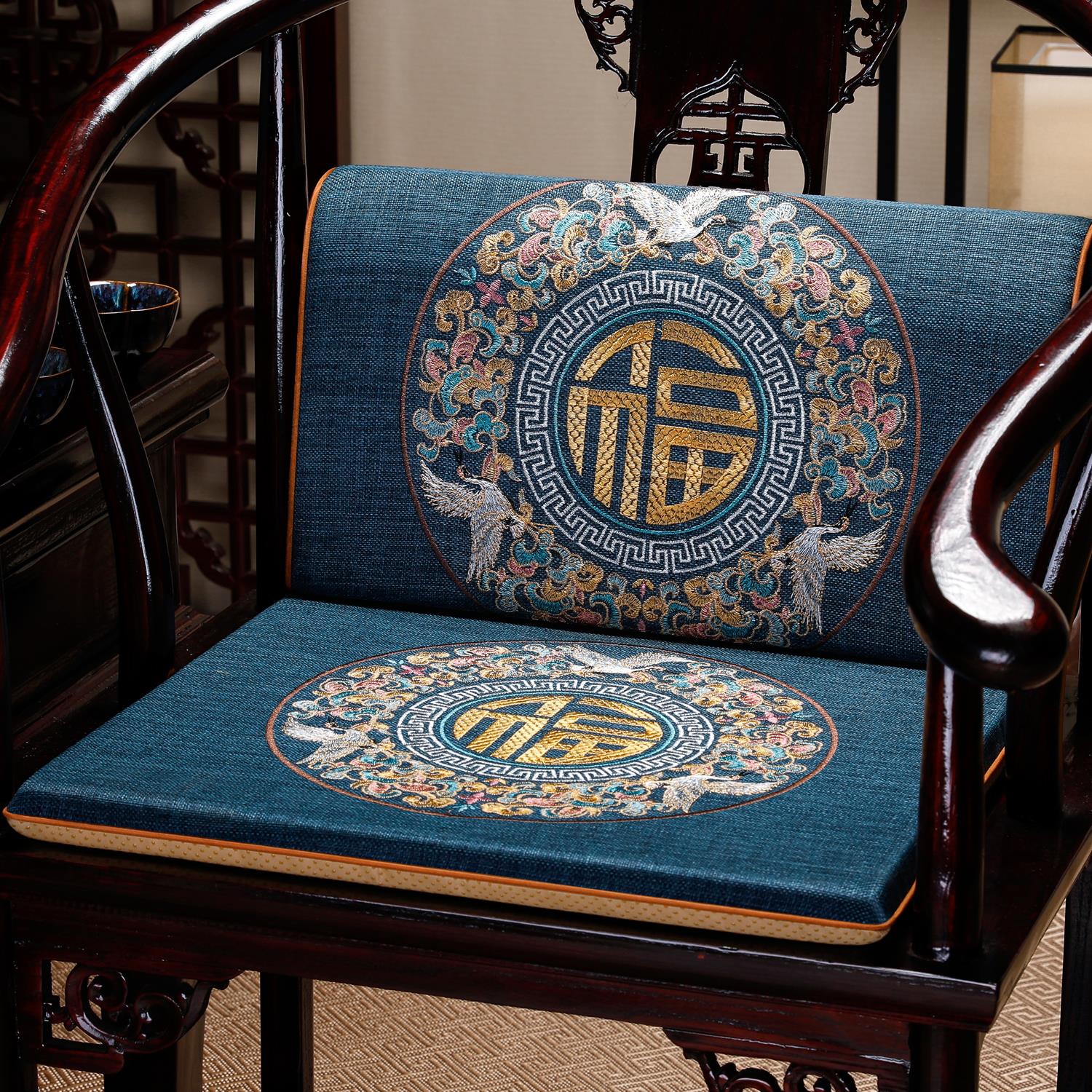 新中式椅子坐垫红木圈椅垫海绵太师椅管帽椅实木垫子座垫茶桌凳子