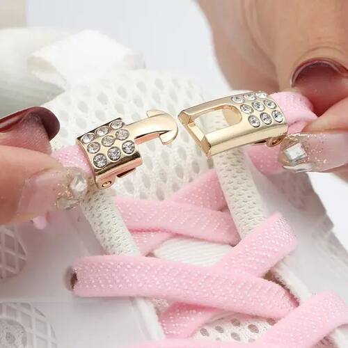 Elastic Laces Sneakers Diamond Cross Locks Shoelaces Without