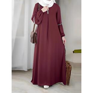 Sat Arab Fashion Long Sleeve Abaya Dress Casual Sequin Sun D