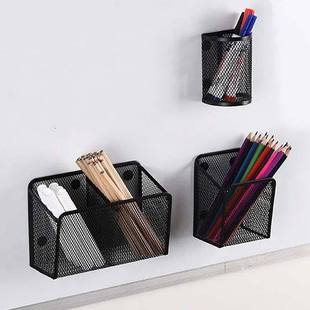 Magnetic Pencil Holder Office Desk Metal Mesh Square Round P