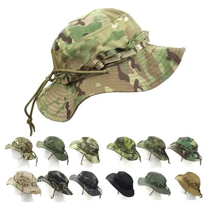 New Tactical Camouflage Boonie Cap Wide Brim Hat Men Outdoor