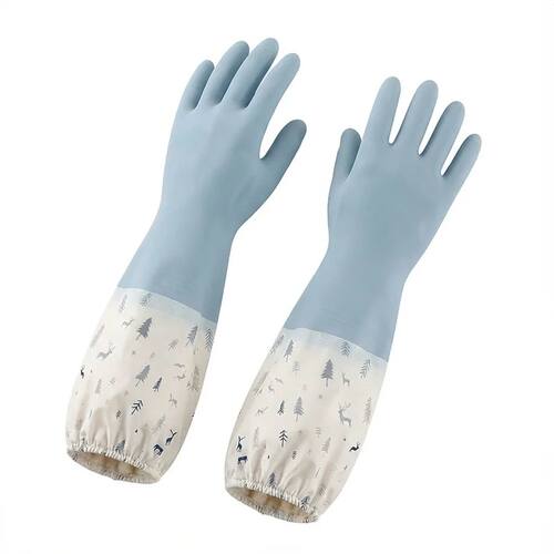 1 Pair Fleece Lined Rubber Gloves - Warm Waterproof Non-Slip