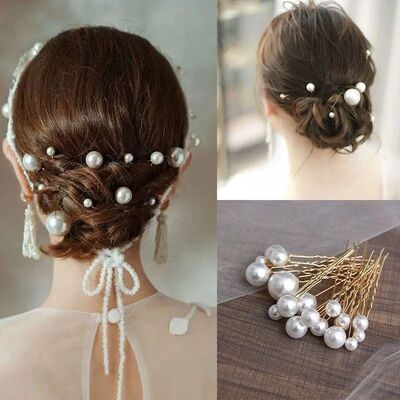 Elegant Multi-Size Pearl Hair Pins Handmade Bridal Hair Jewe