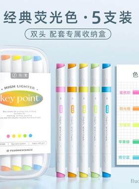 candy color double-headed highlighter marker pen双头荧光笔