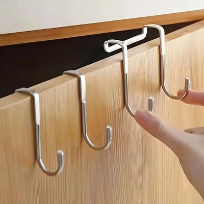 1 Piece Silver Metal Seamless Hook, Suitable for Kitchens, B