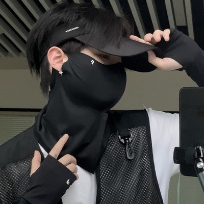 finestate【空顶帽防晒一整套】冰丝防晒面纱遮阳紫外线黑透气冰