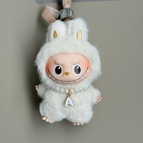 mini版拉布布4四代盲盒迷你Labubu挂件26个字母珍珠项链首饰配件