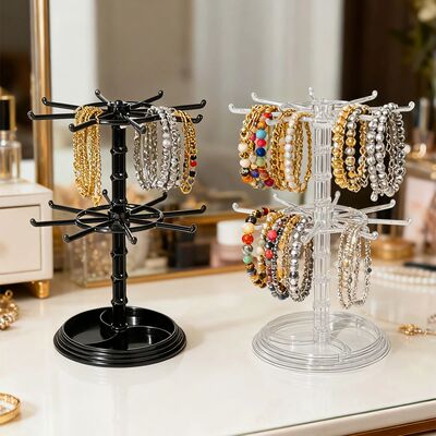 1pc 2/3 Floor Rotatable Jewelry Storage Rack Necklace Displa