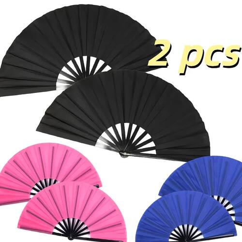 2pcs Traditional Portable Folding Fans, Chinese Hand Fans, a