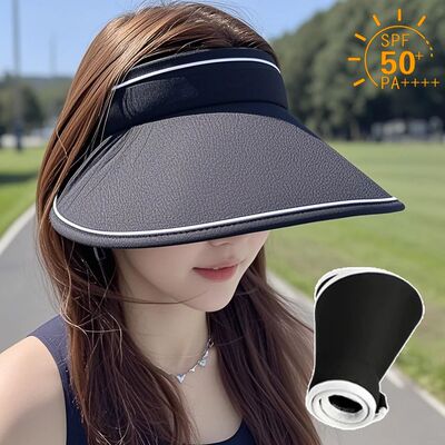 Stylish Summer Empty Top Sun Hat Wide Brim Visor Hat Women P
