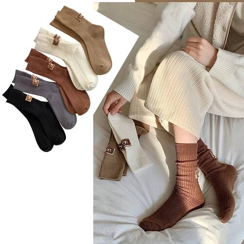 2 Pairs Brand Socks Women Luxury Cashmere Wool Socks Solid W