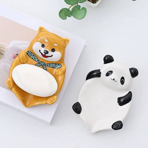 Cute Shiba Inu Ceramic Soap Box Storage Cartoon Soap Box Toi