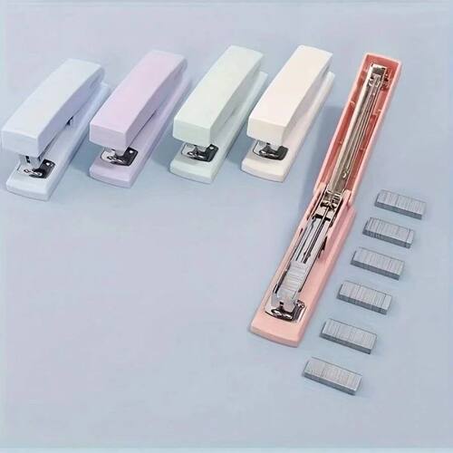 1 Piece White/pink Stapler, Ergonomic Design, Easy To Book,