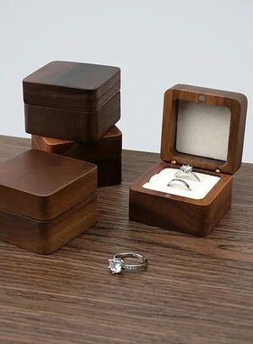 Wooden Jewelry Box Small Portable Travel Ring Earrings Earri