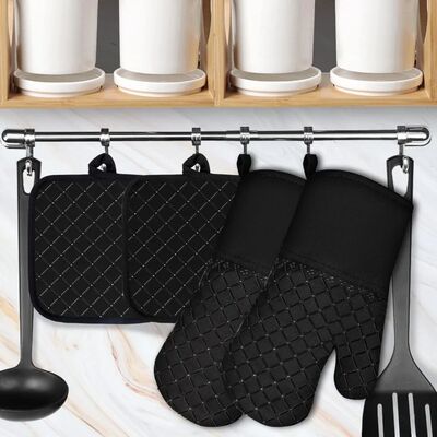4-piece set of oven gloves and pan pads, 500°F kitchen heat