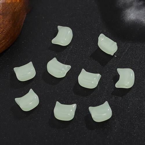 20Pcs  Small Cat Head Glass 6.8/10MM Beads Cute Charm Cat Be