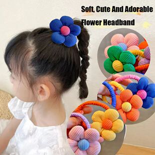 1PC New Sweet Fill Cotton Flowers Girls  Elastic Hair Bands