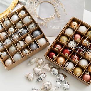 25pcs 4cm Small Size Glass Christmas Ball Ornaments Champagn