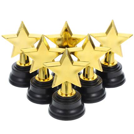 6pcs Mini Gold Star Trophies - Party Favors and Game Prizes