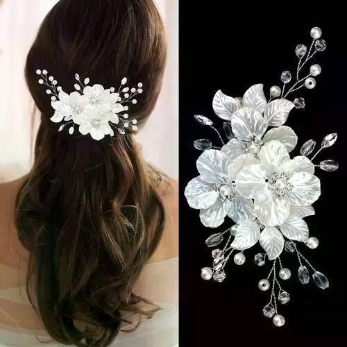 Pearl Rhinestone Flower Wedding Hair Clip Hair Accessories F