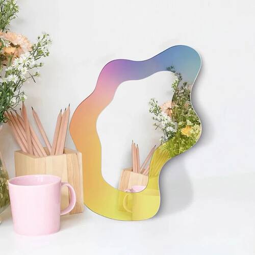 1Pc Colorful Discolor Acrylic Decorative Mirror Makeup Desk